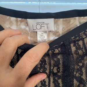 Ann Taylor Loft black lace skirt with dark ivory lining.